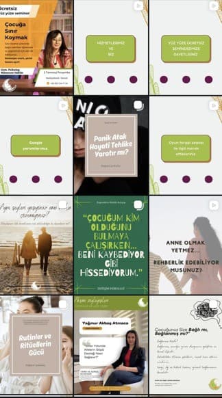 Psikoloji Pratiği — Instagram grid
